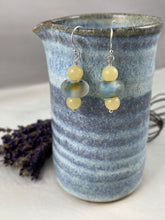 Load image into Gallery viewer, Blue and Yellow Lampwork Earrings