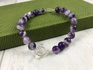 Amethyst and Twist Silver Bracelet