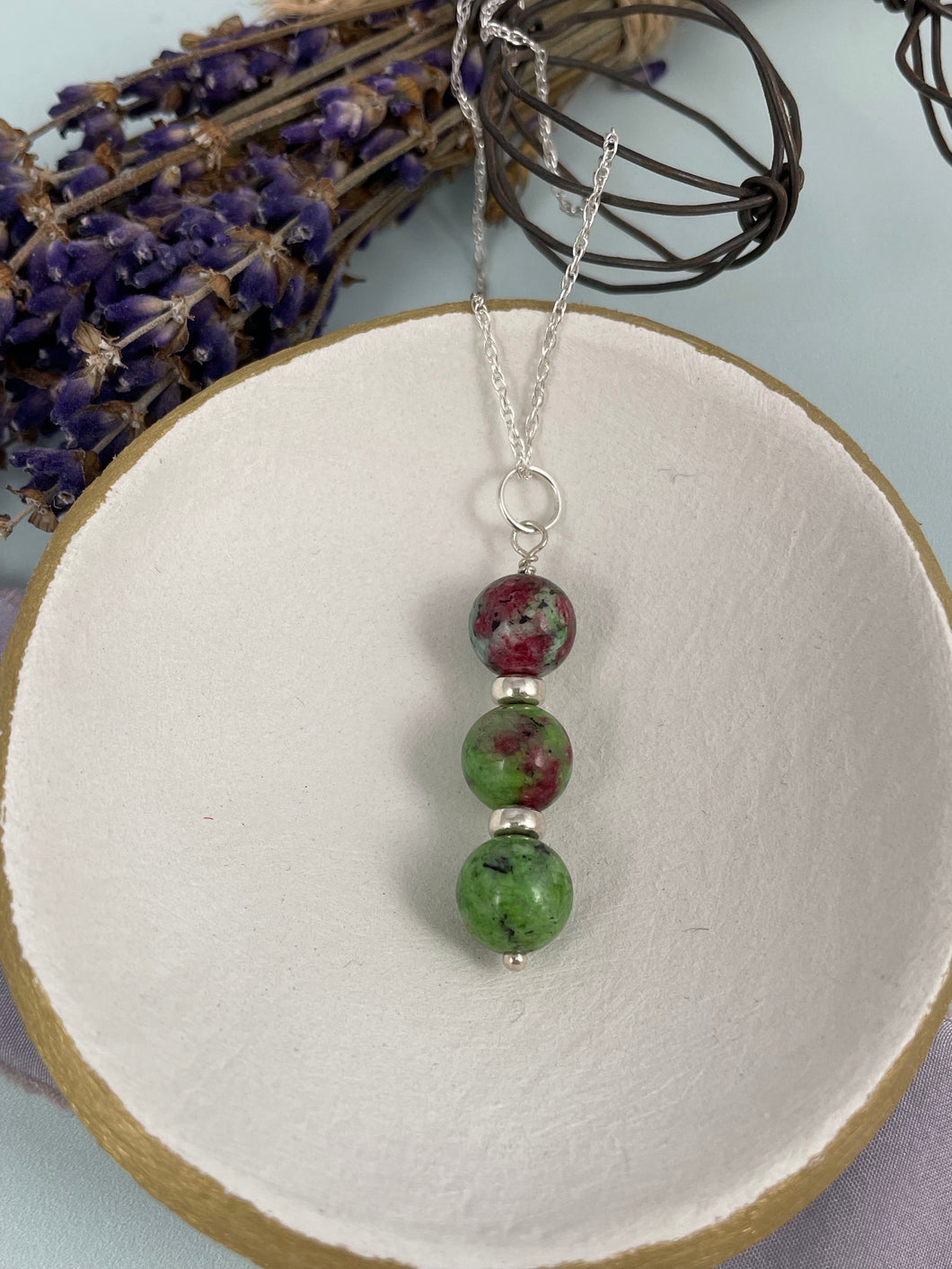Ruby and Zoisite Pendant and Chain