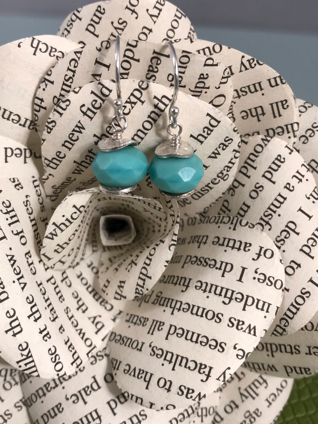Czech Turquoise Glass Earrings