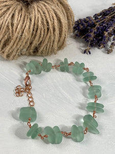 Sea Glass and Copper Bracelet