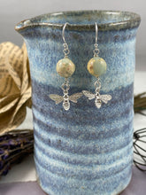 Load image into Gallery viewer, Sea Sediment Jasper and Bees Earrings