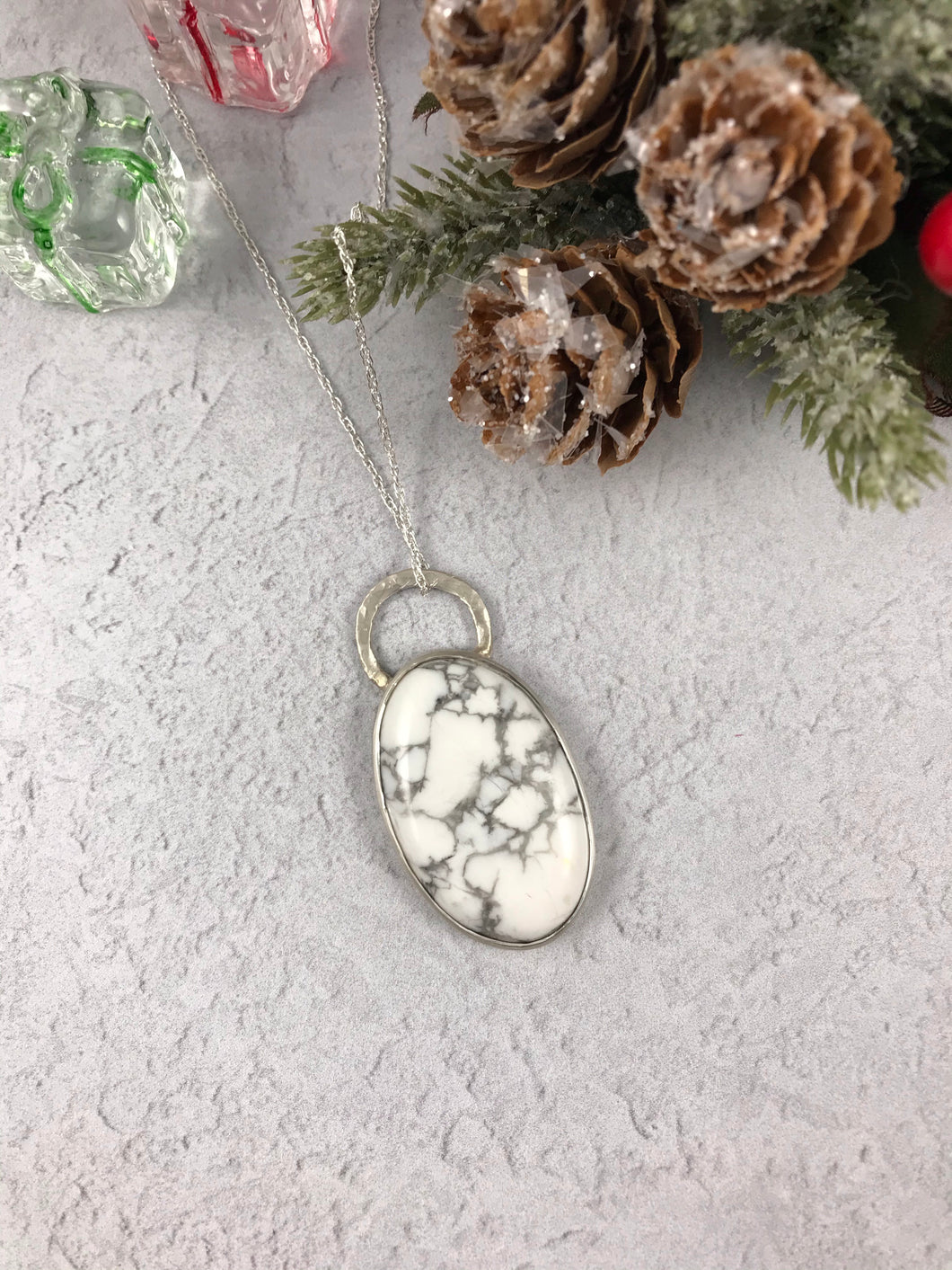 Sterling Silver and Howlite Pendant and Chain