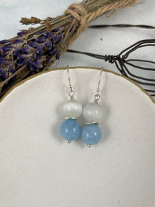 Blue and White Drop Earrings