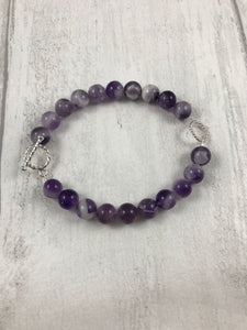 Amethyst and Twist Silver Bracelet