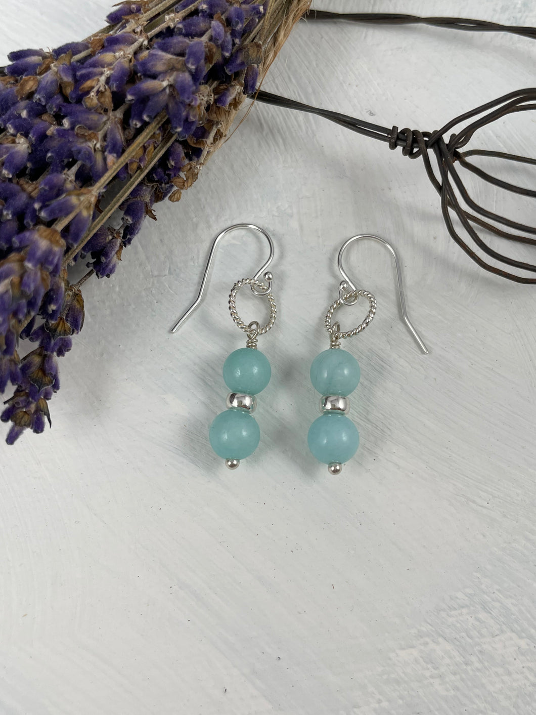 Jadeite Aqua Drop Earrings