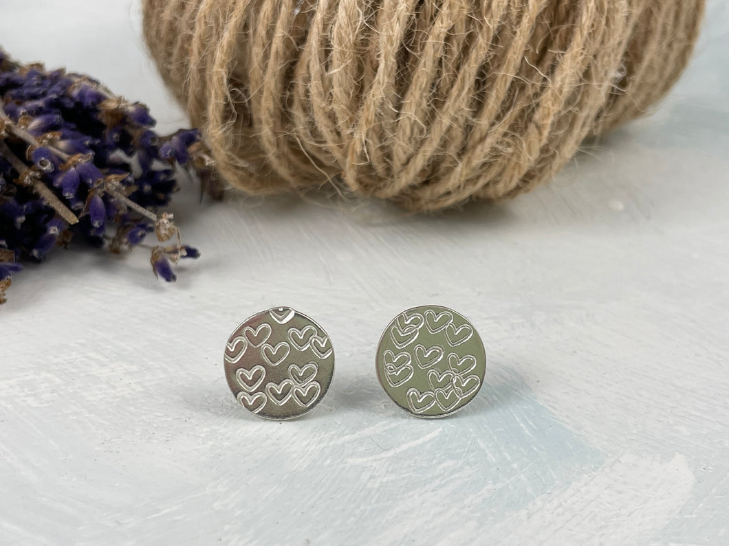 Heart Stamped Studs