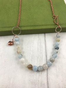 Aquamarine and Copper Toggle Necklace