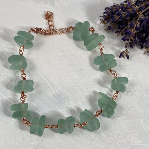 Sea Glass and Copper Bracelet