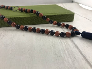 Blue and Gold Goldstone Long Necklace