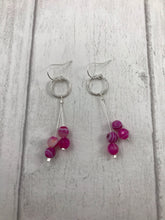 Load image into Gallery viewer, Bright Pink Agate Earrings