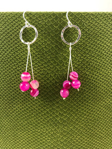 Bright Pink Agate Earrings