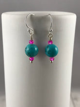 Load image into Gallery viewer, Turquoise and Pink Crystal Earrings