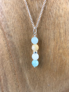 Amazonite and Silver Rondell Pendant and Chain