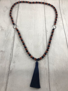 Blue and Gold Goldstone Long Necklace